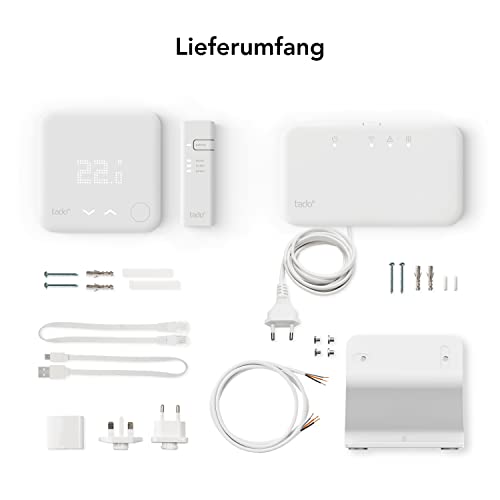 tado° V3+ Funk Thermostat Starter Kit mit Standfuß | Smarte Heizungssteuerung für Boiler | WLAN, Alexa, Siri & Google Assistant kompatibel