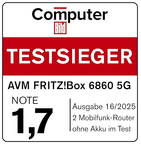 FRITZ!Box 6860 5G – Mobilfunk-Router (5G/LTE bis 1.300 MBit/s, Wi-Fi 6 bis 3.000 MBit/s, PoE+, IP-Schutz, DECT-Basis)