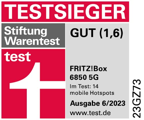 FRITZ!Box 6850 5G – Mobilfunkrouter (bis 1.300 MBit/s, WLAN AC+N, 4x Gigabit-LAN, DECT, USB 3.0)