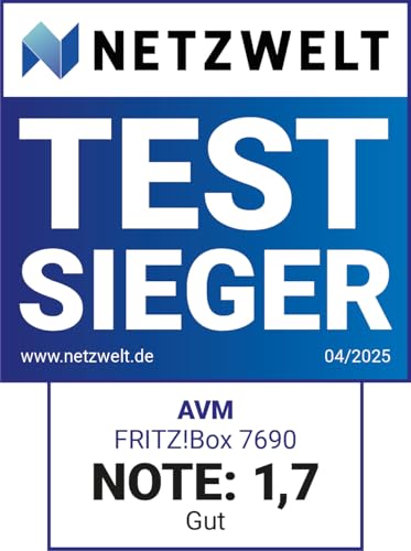 FRITZ!Box 7690 – Wi-Fi 7 DSL-Router (5.760 + 1.376 MBit/s, VDSL-Supervectoring, Mesh, DECT, DE-Version)