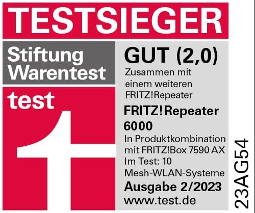 FRITZ!Repeater 6000 | Wi-Fi 6 Repeater mit 3 Funkeinheiten & 2,5-Gigabit-LAN | Deutschsprachige Version