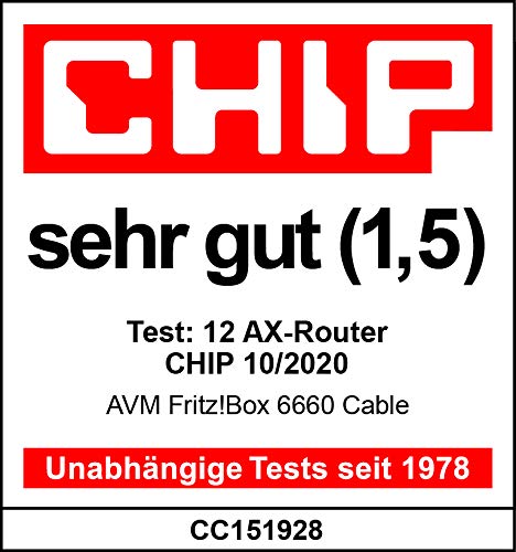 FRITZ!Box 6660 Cable | Wi-Fi 6 Router mit DOCSIS 3.1 Kabelmodem, 2.400 + 600 MBit/s, 1x 2,5-Gigabit-LAN, Mesh WLAN