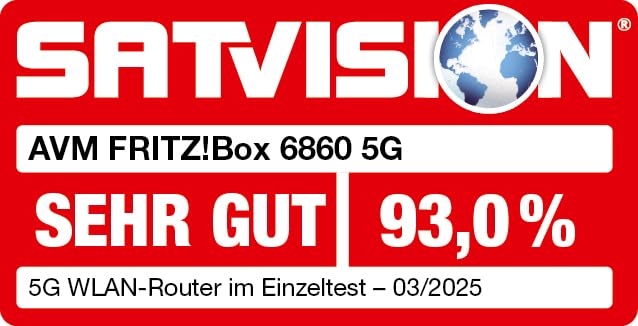 FRITZ!Box 6860 5G – Mobilfunk-Router (5G/LTE bis 1.300 MBit/s, Wi-Fi 6 bis 3.000 MBit/s, PoE+, IP-Schutz, DECT-Basis)
