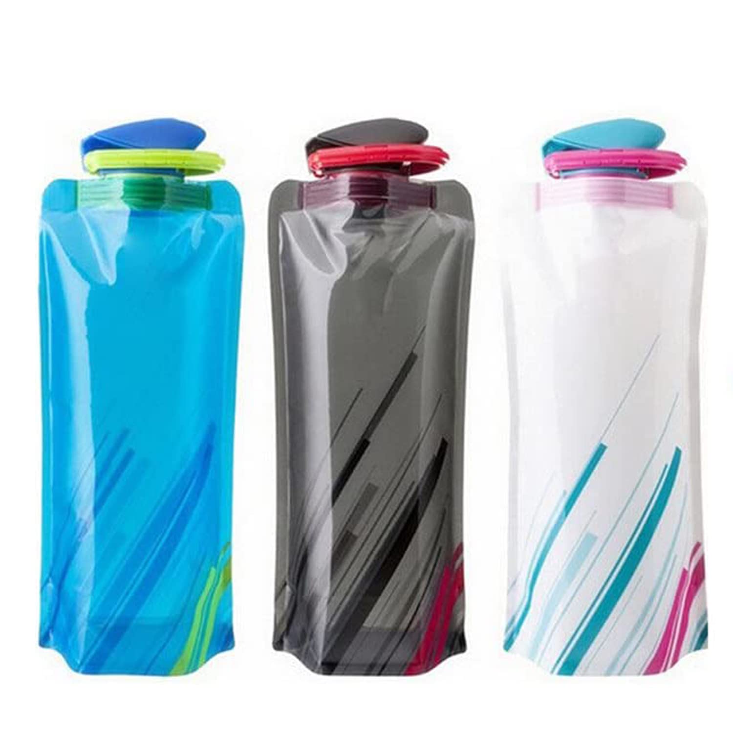 YoMaris Unisex Adult 700ML Faltbare Set von 3 mit CE, ROHS Zertifikate, Zusammenklappbare Flexible Wiederverwendbare Wasserflasche zum Wandern