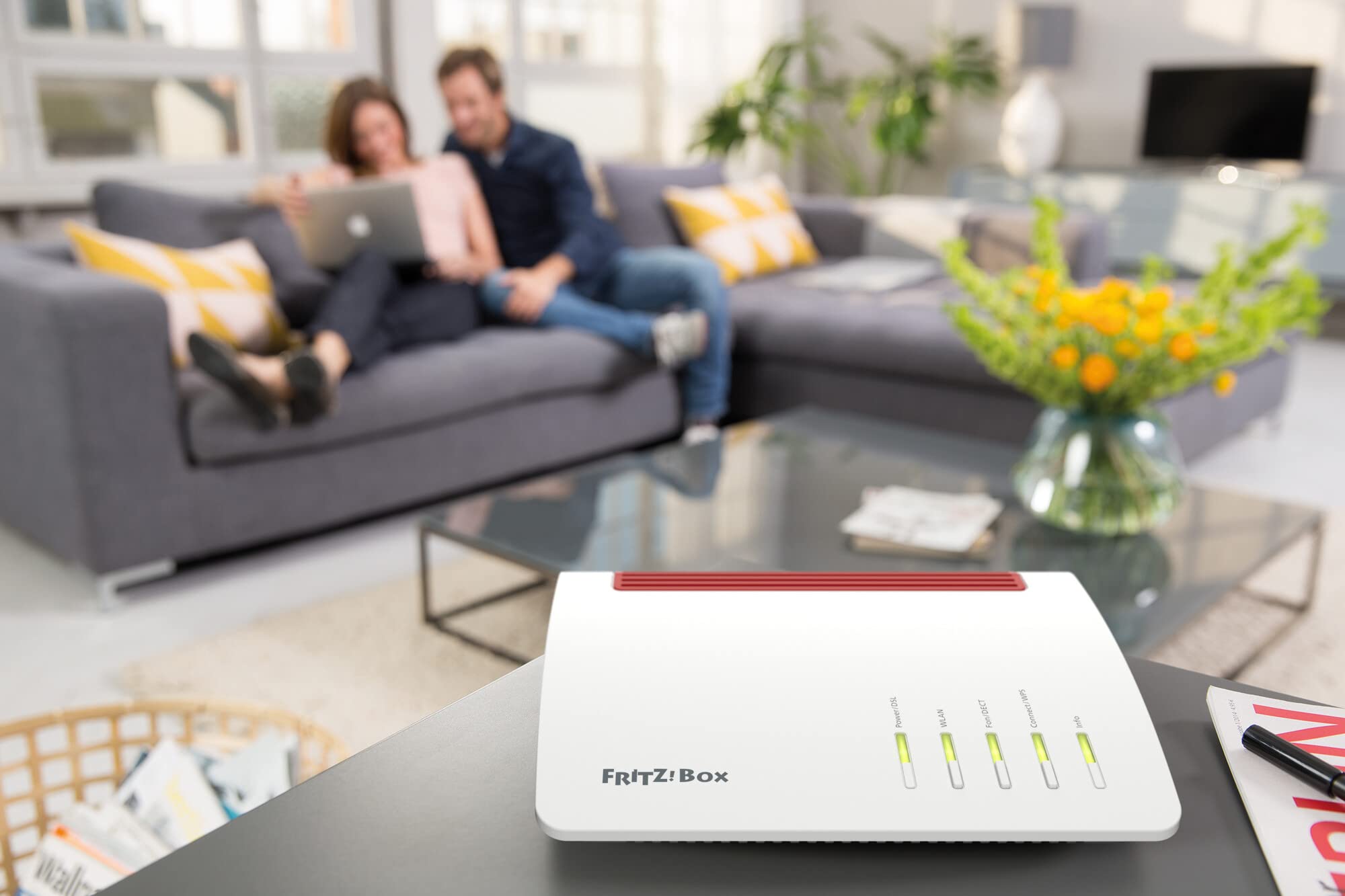 FRITZ!Box 7590 – WLAN AC+N DSL/VDSL Router (1.733 + 800 MBit/s, VDSL-Supervectoring, Mesh, DECT, Media Server, DE-Version)