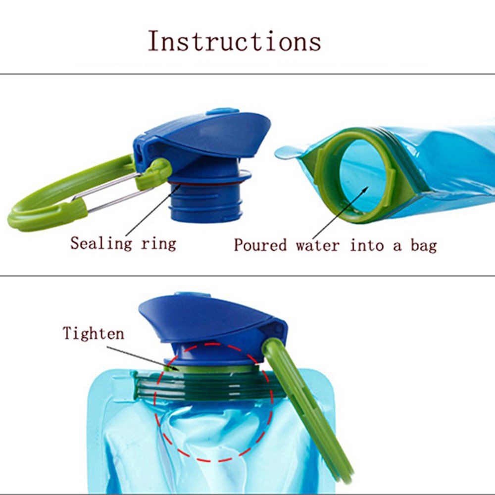 YoMaris Unisex Adult 700ML Faltbare Set von 3 mit CE, ROHS Zertifikate, Zusammenklappbare Flexible Wiederverwendbare Wasserflasche zum Wandern