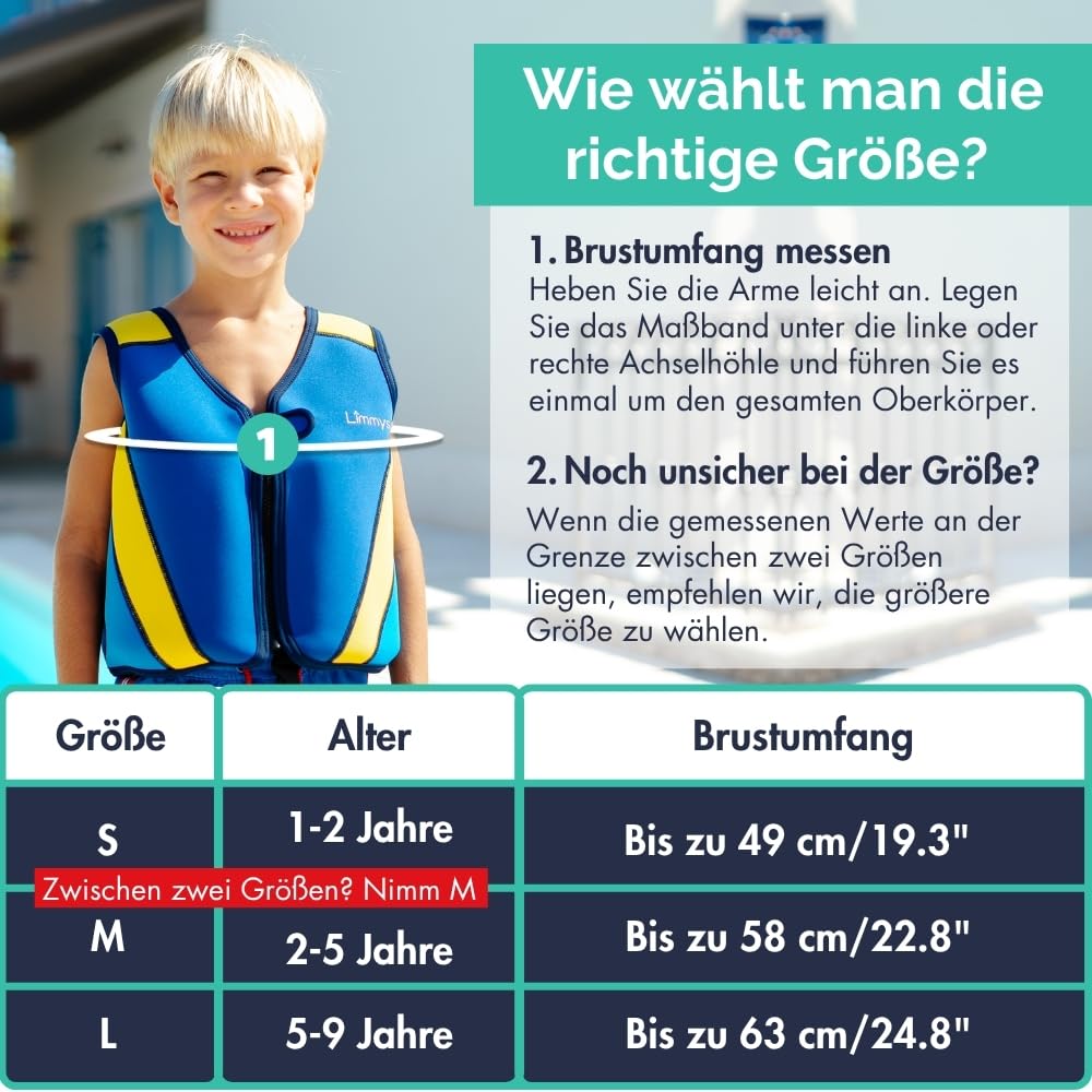 Limmys Premium Schwimmweste für Kinder – Moderne Schwimmhilfe für Jungen, Mädchen und Kleinkinder – Mit praktischer Tragetasche