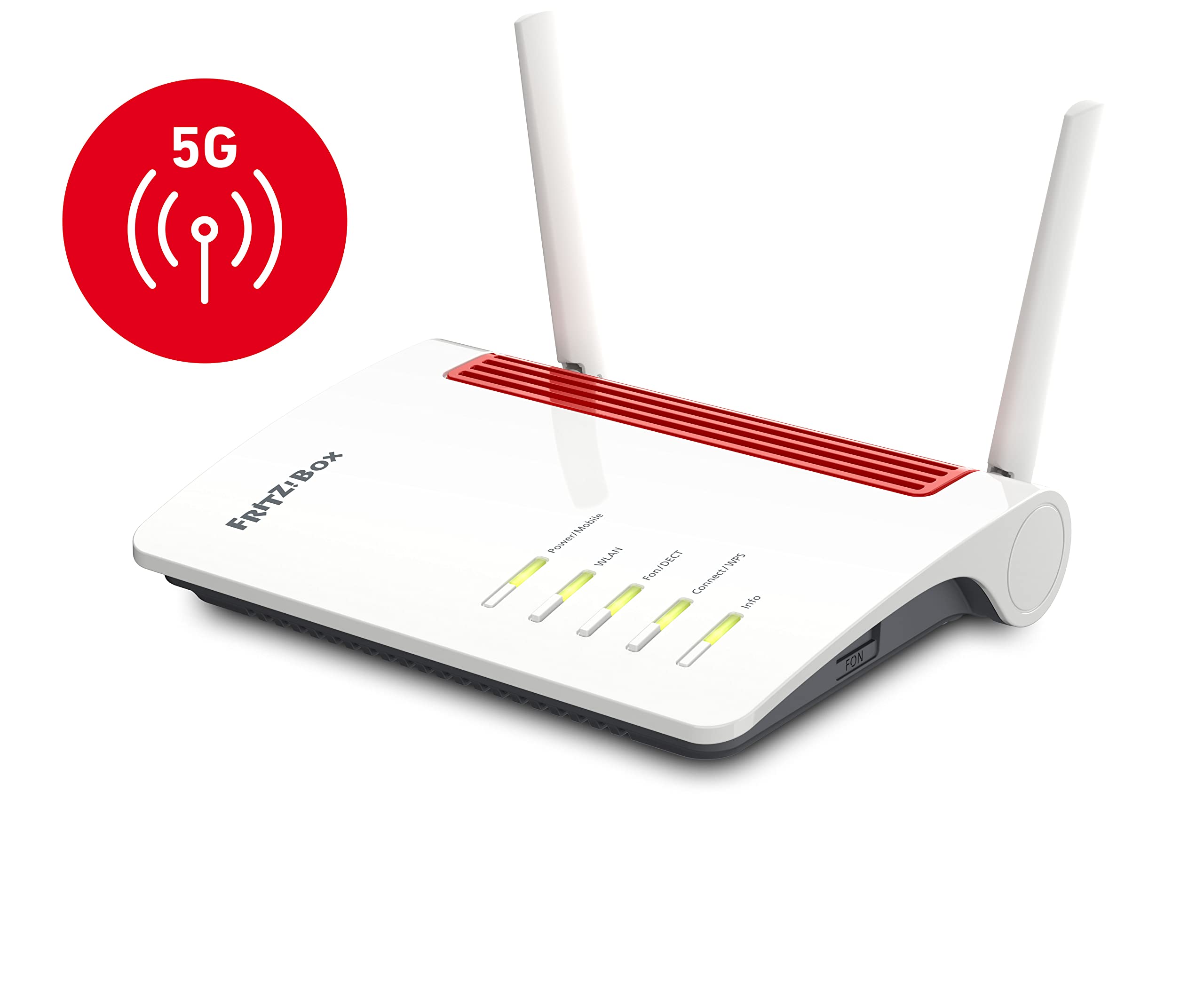 FRITZ!Box 6850 5G International – Mobilfunkrouter (bis 1.300 MBit/s, WLAN AC+N, 4x Gigabit-LAN, DECT, USB 3.0)