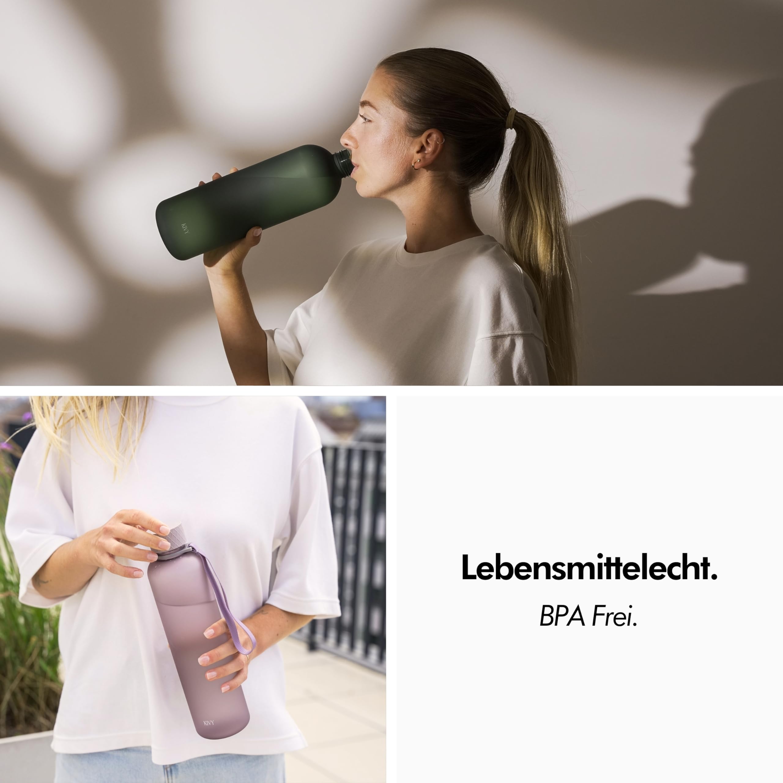 KIVY Trinkflasche 1,5 Liter- Kohlensäure geeignet & Auslaufsicher - Für Sport, Schule & Büro - Sport Trinkflasche Gym - Wasserflasche 1,5 Liter