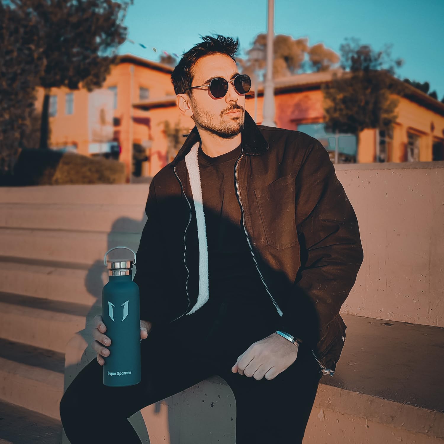 Super Sparrow Trinkflasche Edelstahl Wasserflasche - 750ml - Isolier Flasche mit Perfekte Thermosflasche für Das Laufen, Fitness, Yoga, Im Freien