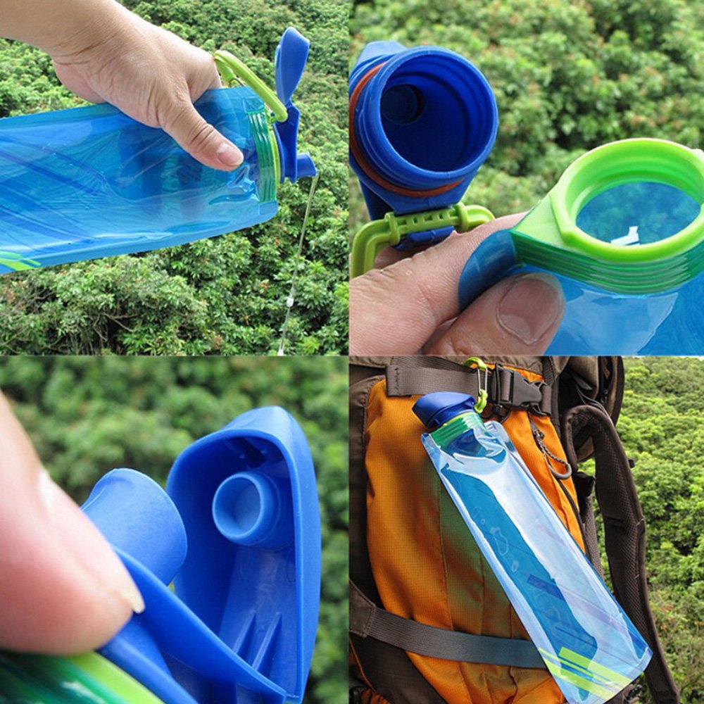 YoMaris Unisex Adult 700ML Faltbare Set von 3 mit CE, ROHS Zertifikate, Zusammenklappbare Flexible Wiederverwendbare Wasserflasche zum Wandern