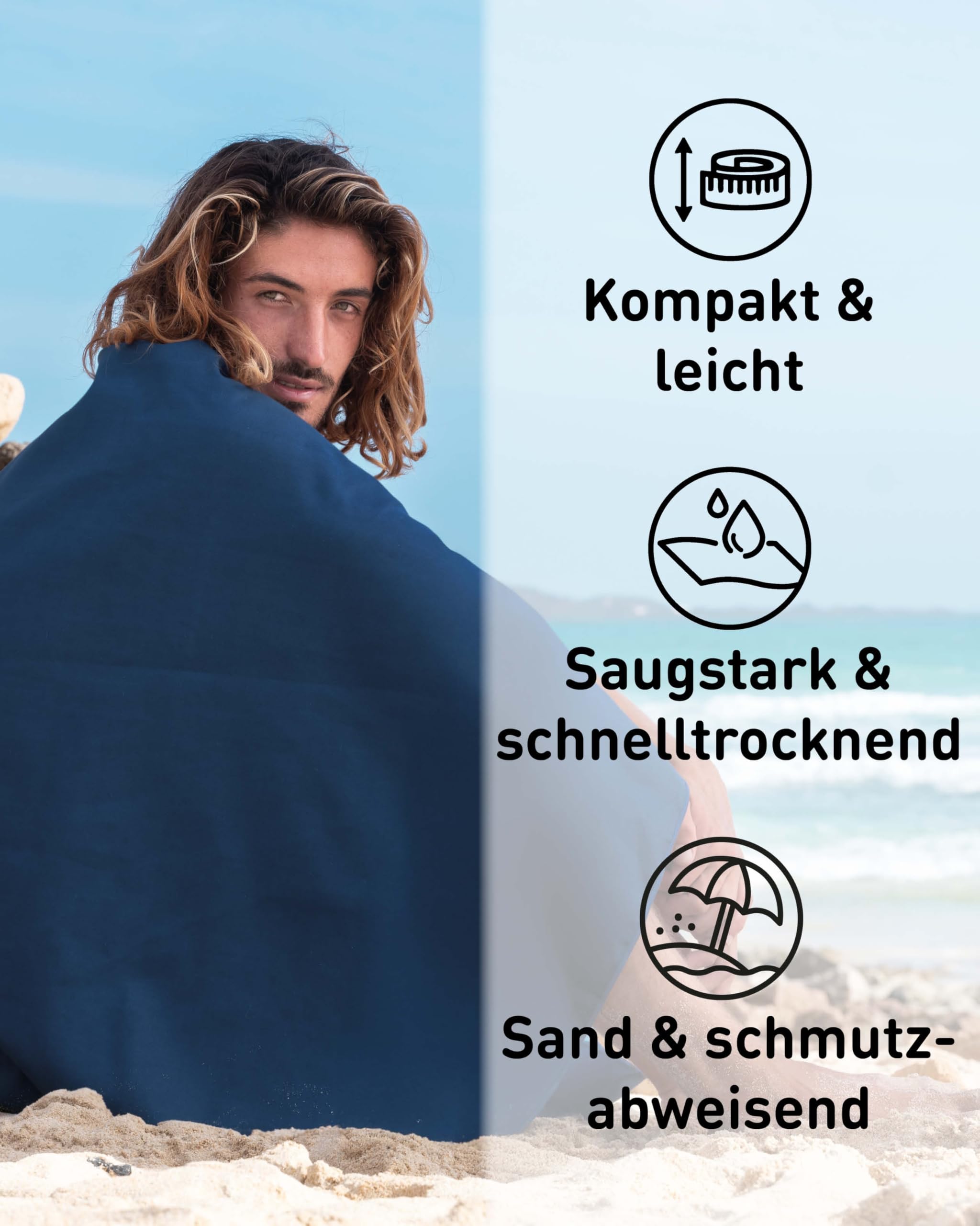 Fit-Flip Mikrofaser Handtuch - kompakte Microfaser Handtücher - ideal als Sporthandtuch, Reisehandtuch, Strandtuch - schnelltrocknend und leicht