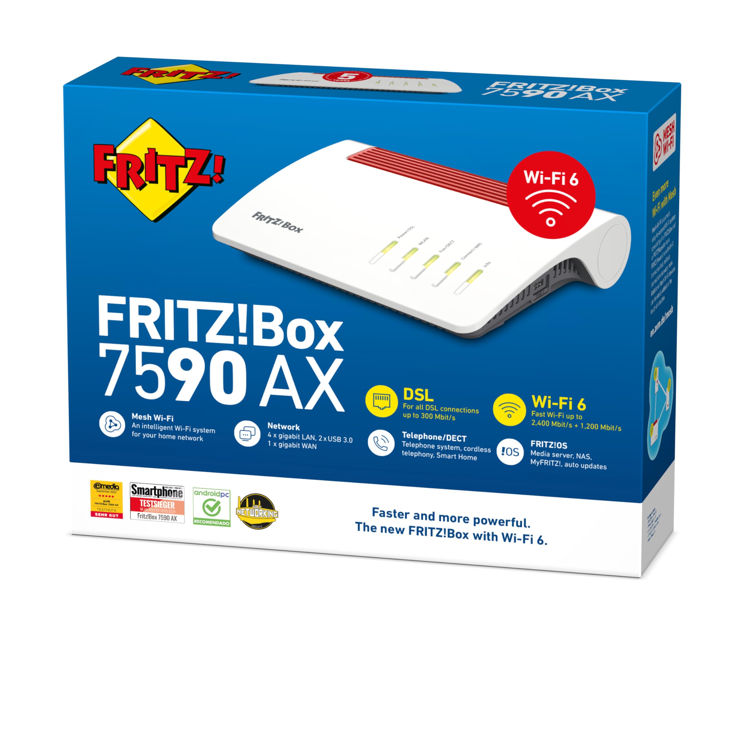 FRITZ!Box 7590 AX Exclusive Edition – Wi-Fi 6 DSL-Router (2.400 + 1.200 MBit/s, inkl. SanDisk USB-Stick, WLAN Mesh, DECT, DE-Version)