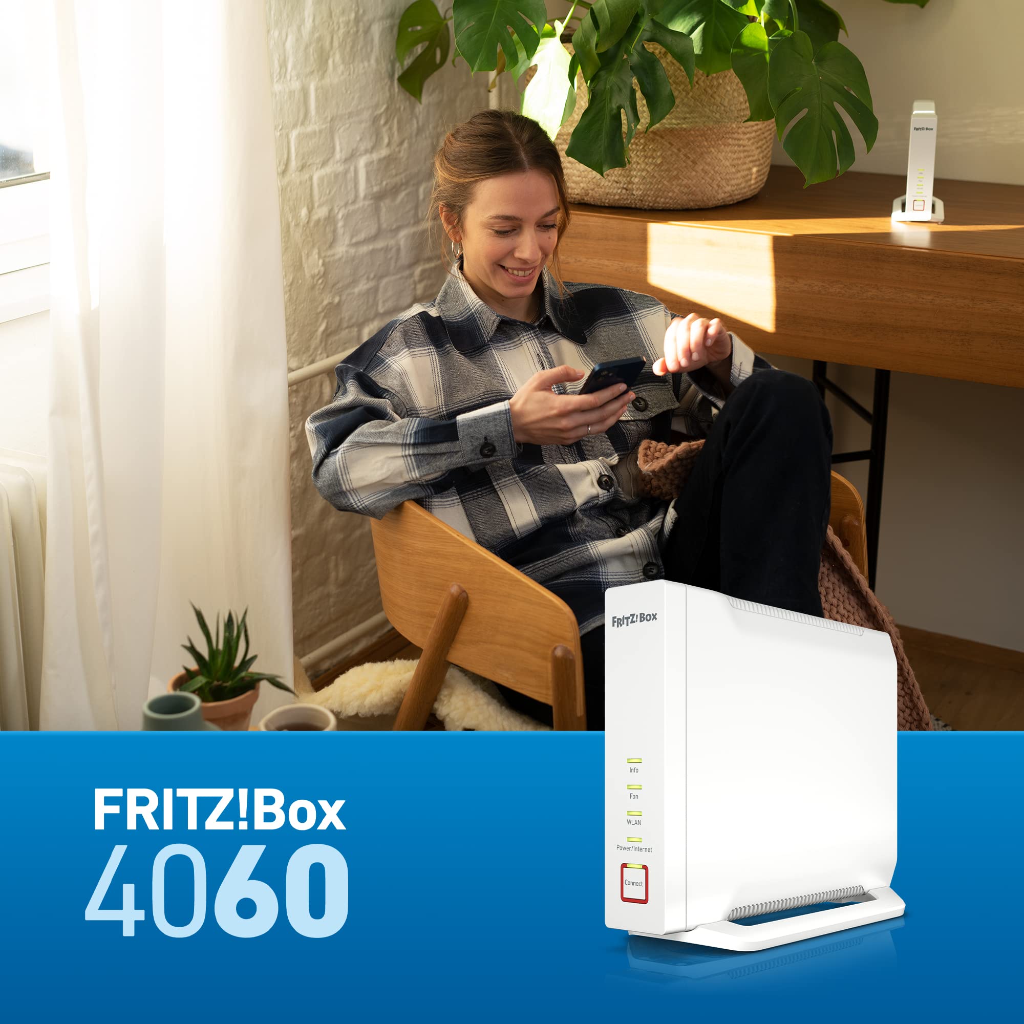 FRITZ!Box 4060 Wi-Fi 6 Mesh Router – 4800 + 1200 MBit/s, 3x LAN, DECT, USB 3.0