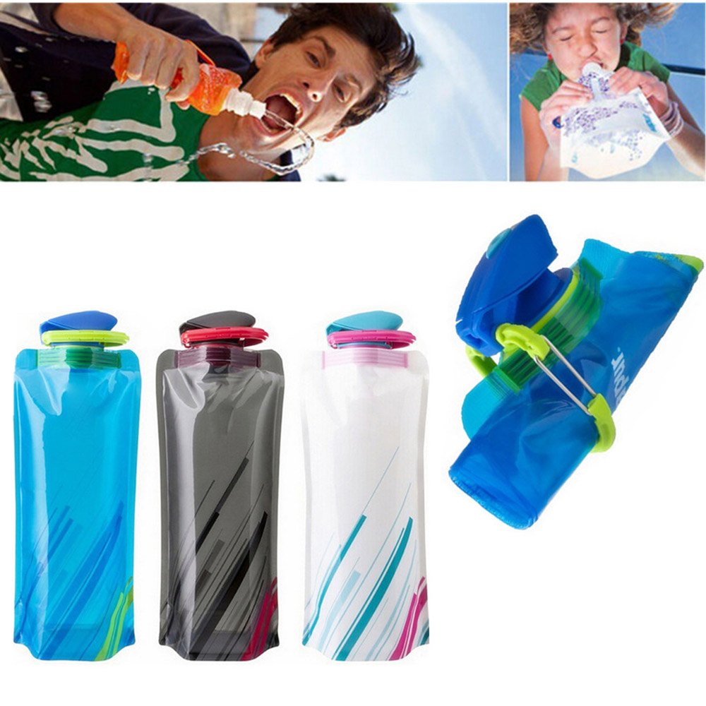 YoMaris Unisex Adult 700ML Faltbare Set von 3 mit CE, ROHS Zertifikate, Zusammenklappbare Flexible Wiederverwendbare Wasserflasche zum Wandern