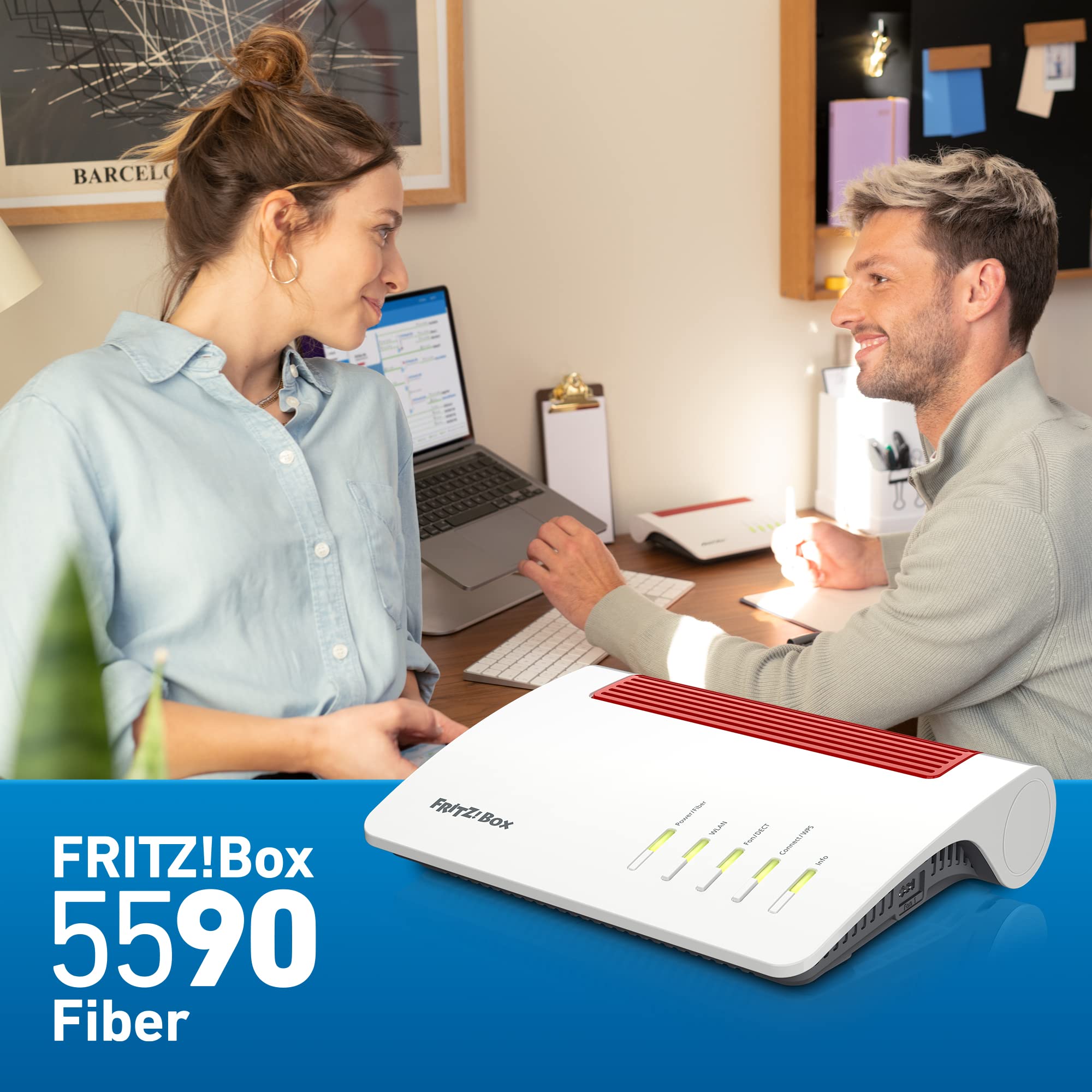 FRITZ!Box 5590 Fiber – Wi-Fi 6 Router für Glasfaser, 3600 MBit/s, Mesh, DECT, 2.5G LAN