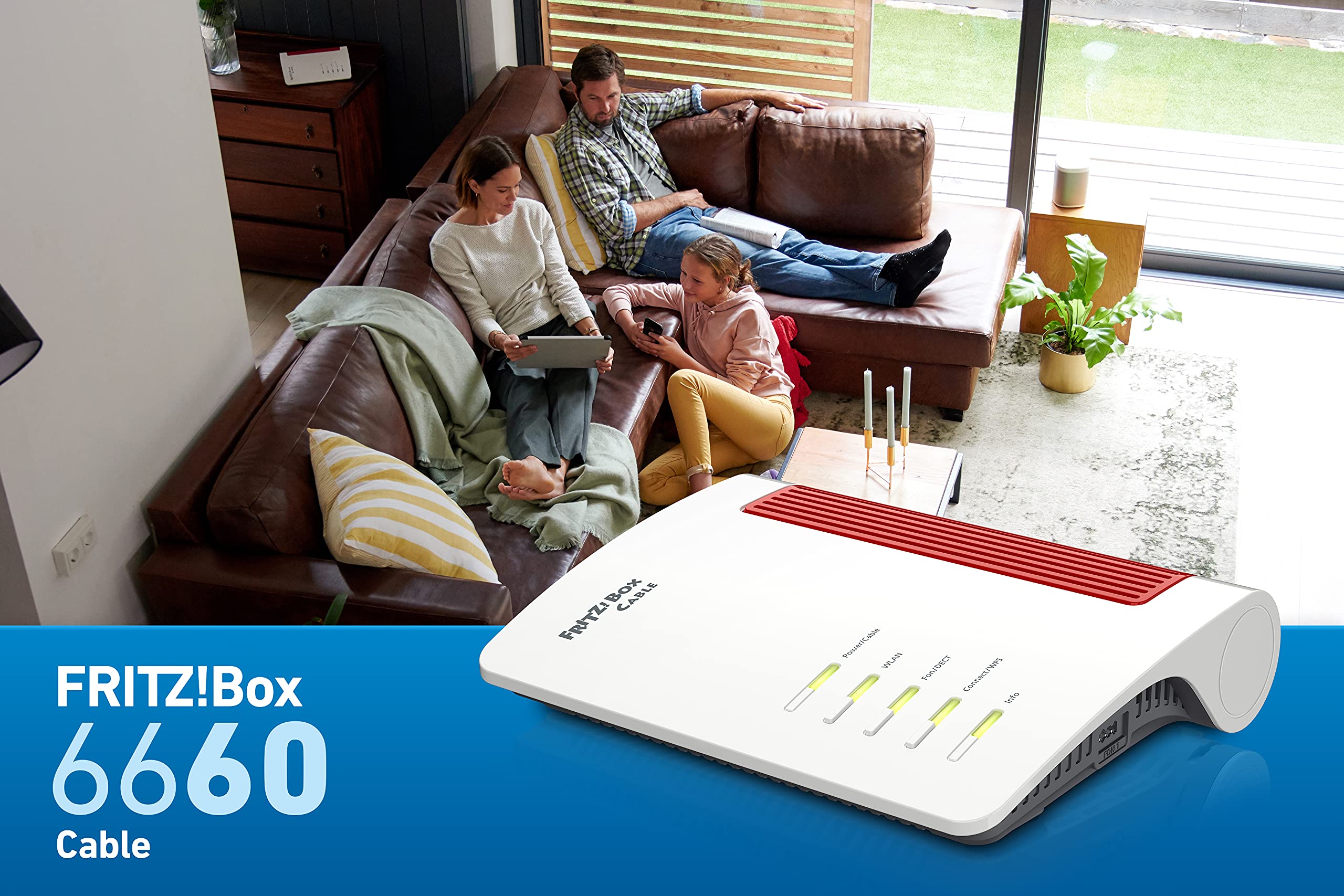 FRITZ!Box 6660 Cable | Wi-Fi 6 Router mit DOCSIS 3.1 Kabelmodem, 2.400 + 600 MBit/s, 1x 2,5-Gigabit-LAN, Mesh WLAN