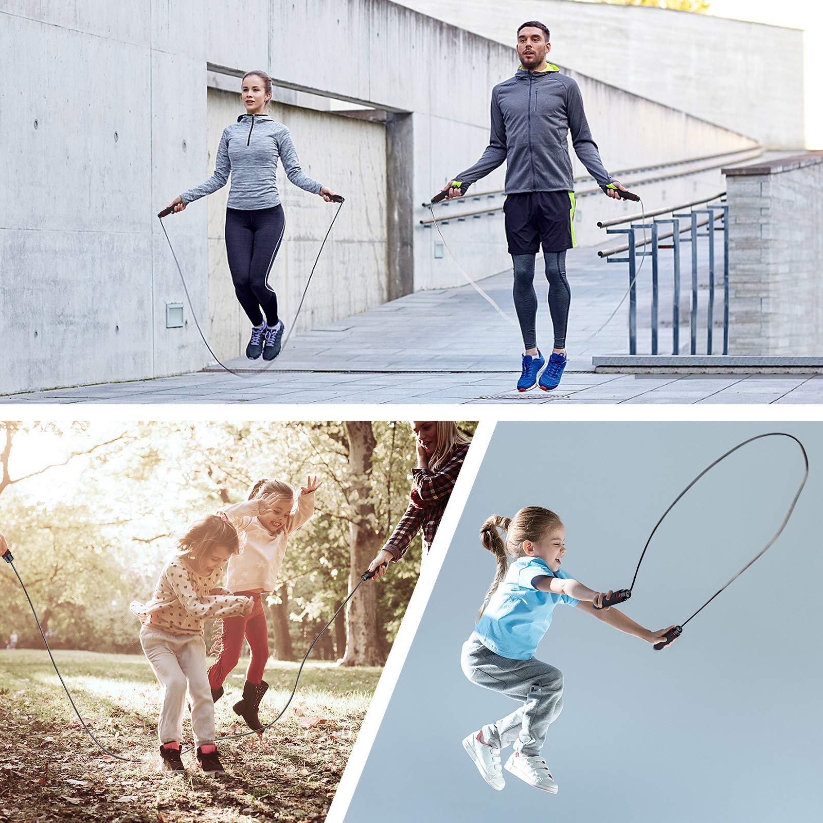 Blukar Springseil, Speed Rope Verstellbar mit Hautfreundlichen Schaum Griffe, 3 Meter Länge Einstellbar, Rutschfest und Ideal für Fitness & Ausdauer & Seilspringen, geeignet für Erwachsene