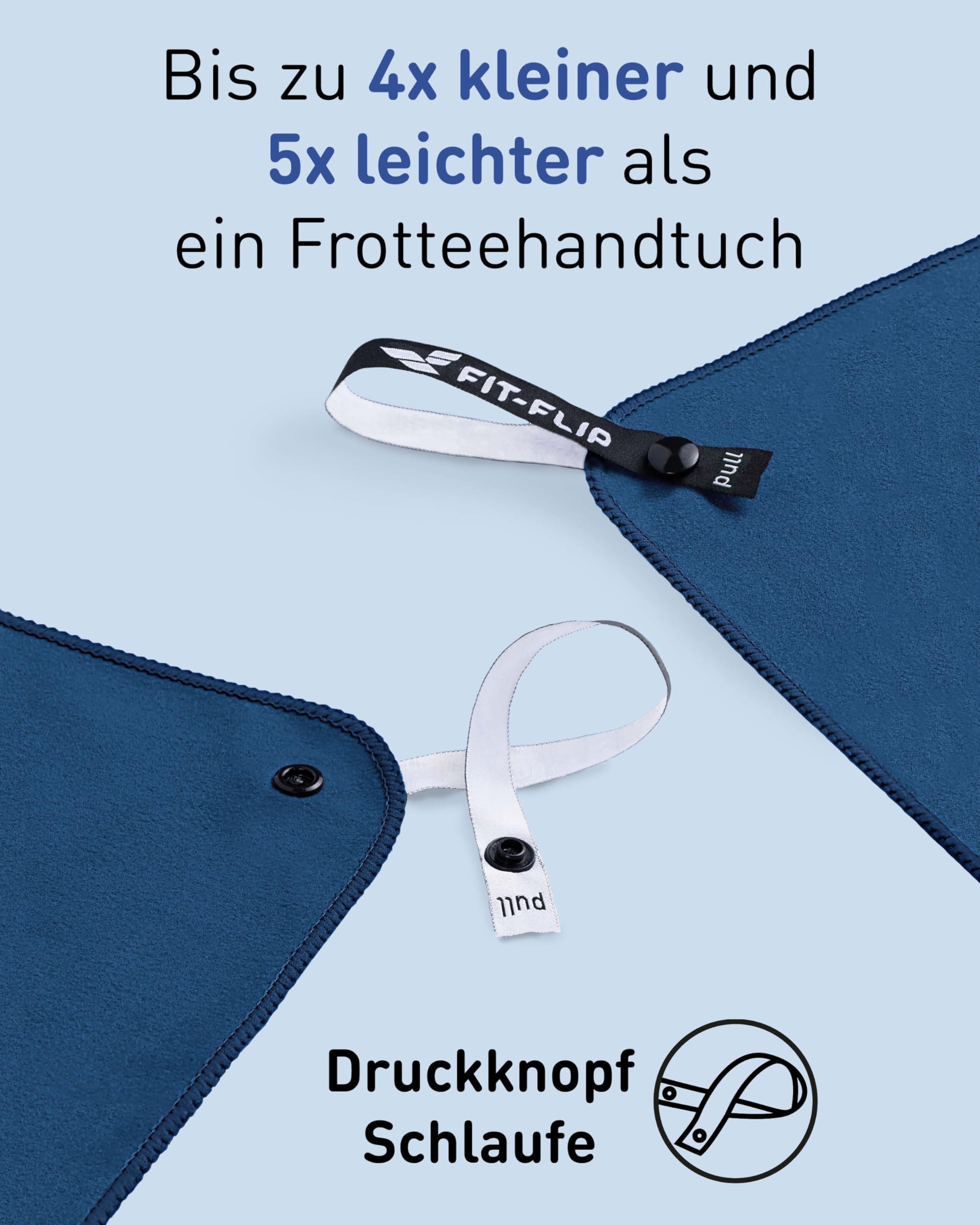 Fit-Flip Mikrofaser Handtuch - kompakte Microfaser Handtücher - ideal als Sporthandtuch, Reisehandtuch, Strandtuch - schnelltrocknend und leicht