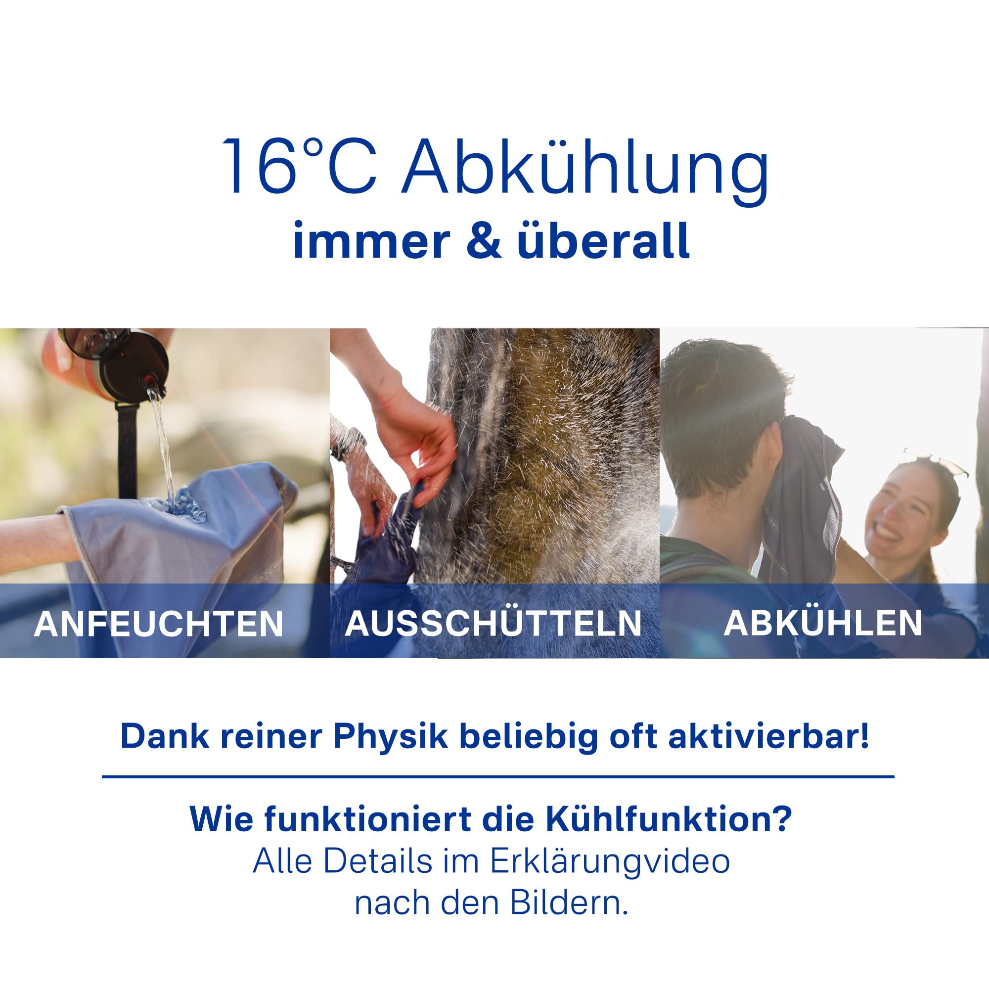 CULYA Kühltuch 90x30 cm – Sofort >10 °C kälter als Umgebungstemperatur, Kühlhandtuch & Schweißtuch für Sport, Fitness & Outdoor