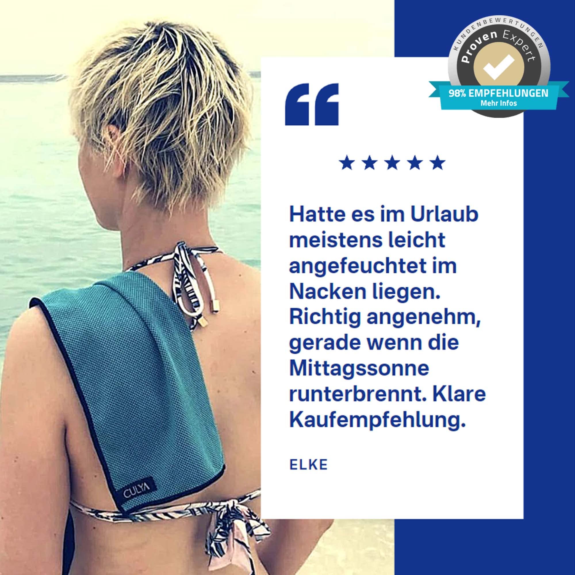 CULYA Kühltuch 90x30 cm – Sofort >10 °C kälter als Umgebungstemperatur, Kühlhandtuch & Schweißtuch für Sport, Fitness & Outdoor