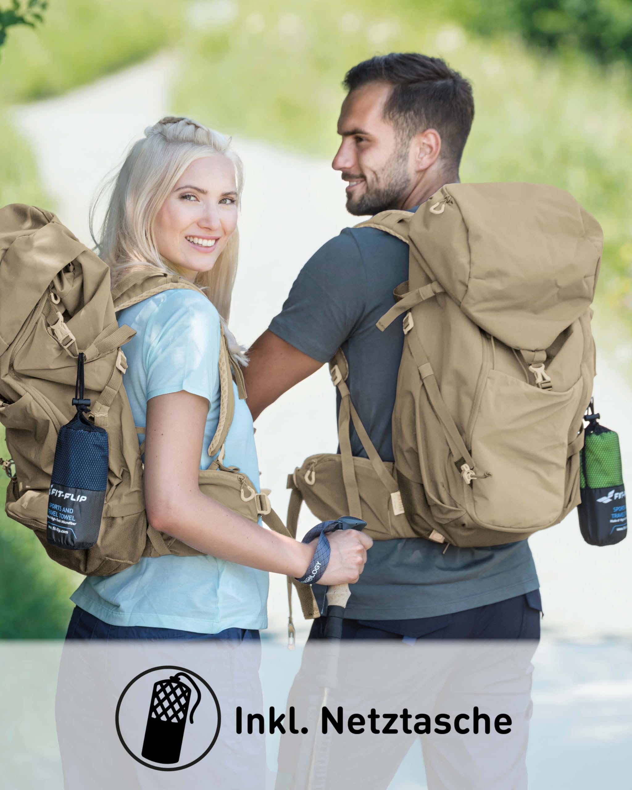 Fit-Flip Mikrofaser Handtuch - kompakte Microfaser Handtücher - ideal als Sporthandtuch, Reisehandtuch, Strandtuch - schnelltrocknend und leicht