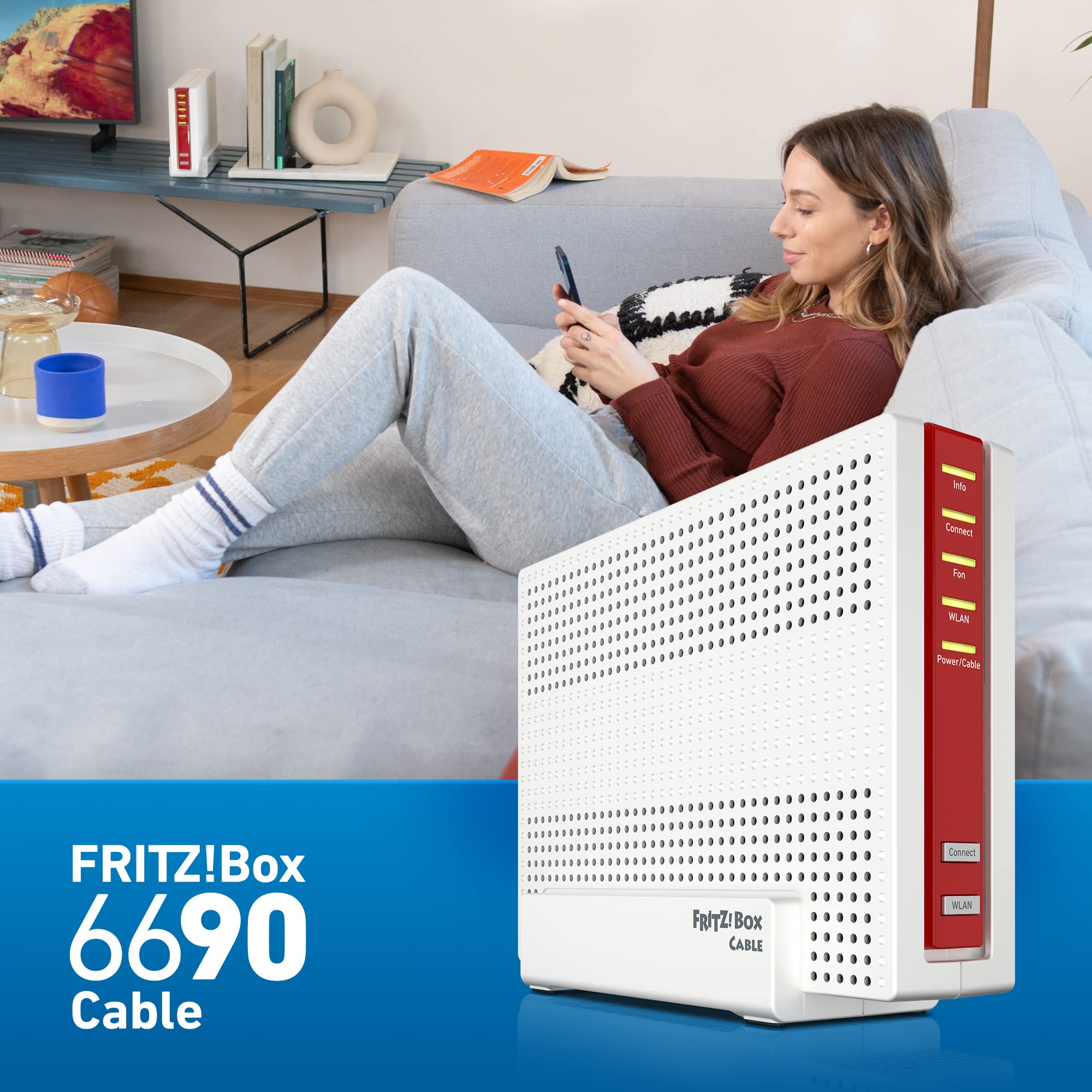FRITZ!Box 6690 Cable – Wi-Fi 6 Kabelrouter (DOCSIS 3.1, bis 4.800 + 1.200 MBit/s, 2,5G LAN, USB 3.0, DECT)