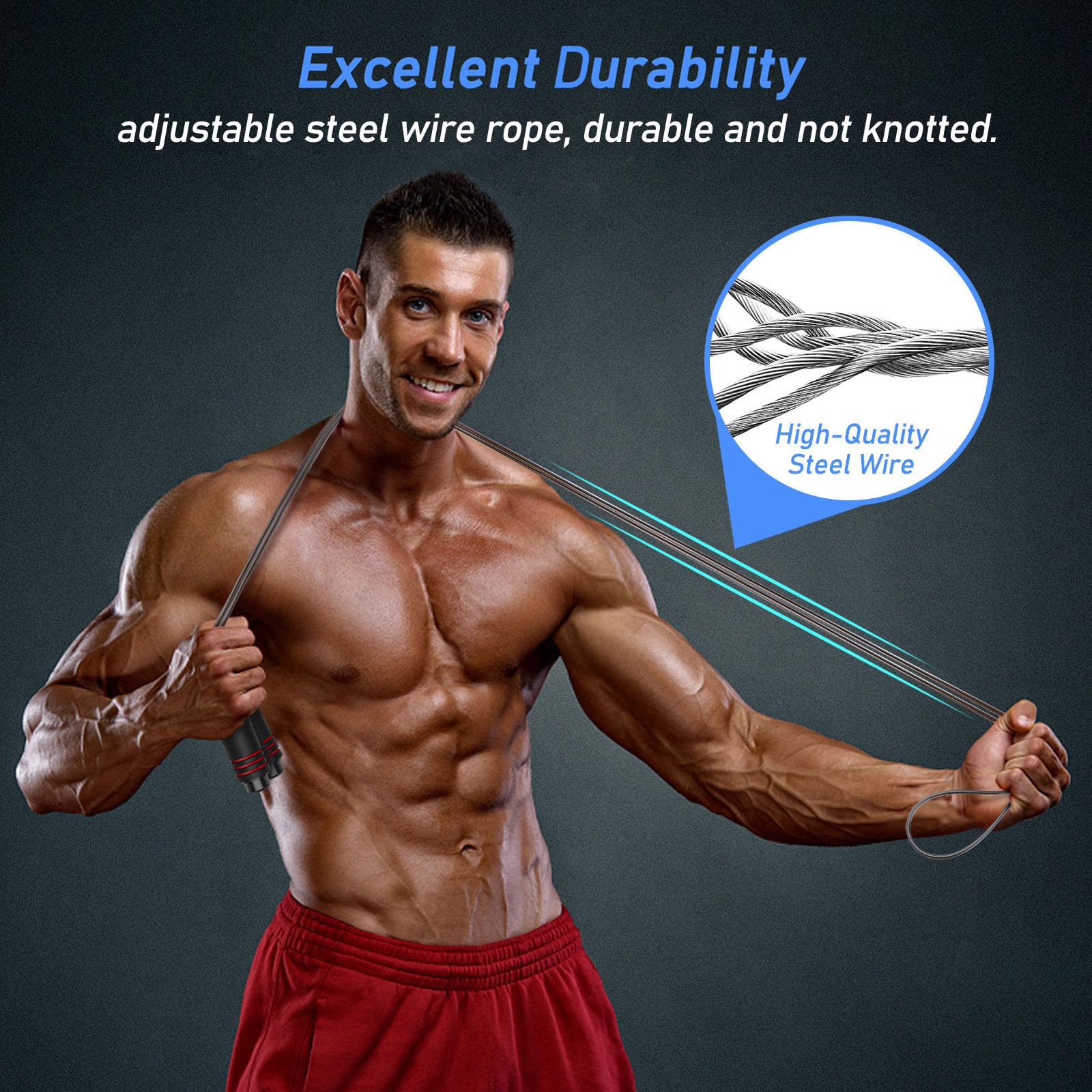 Blukar Springseil, Speed Rope Verstellbar mit Hautfreundlichen Schaum Griffe, 3 Meter Länge Einstellbar, Rutschfest und Ideal für Fitness & Ausdauer & Seilspringen, geeignet für Erwachsene