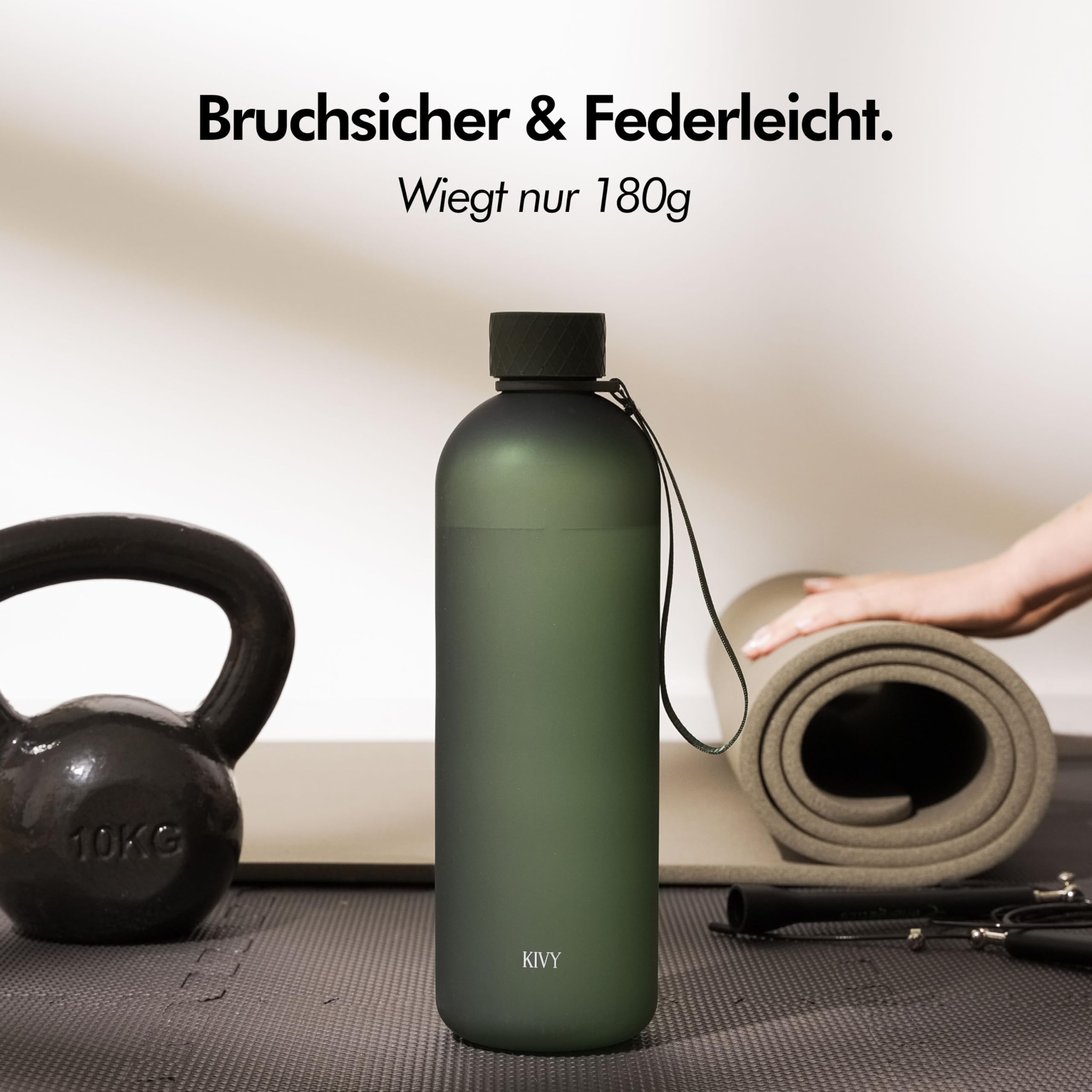 KIVY Trinkflasche 1,5 Liter- Kohlensäure geeignet & Auslaufsicher - Für Sport, Schule & Büro - Sport Trinkflasche Gym - Wasserflasche 1,5 Liter