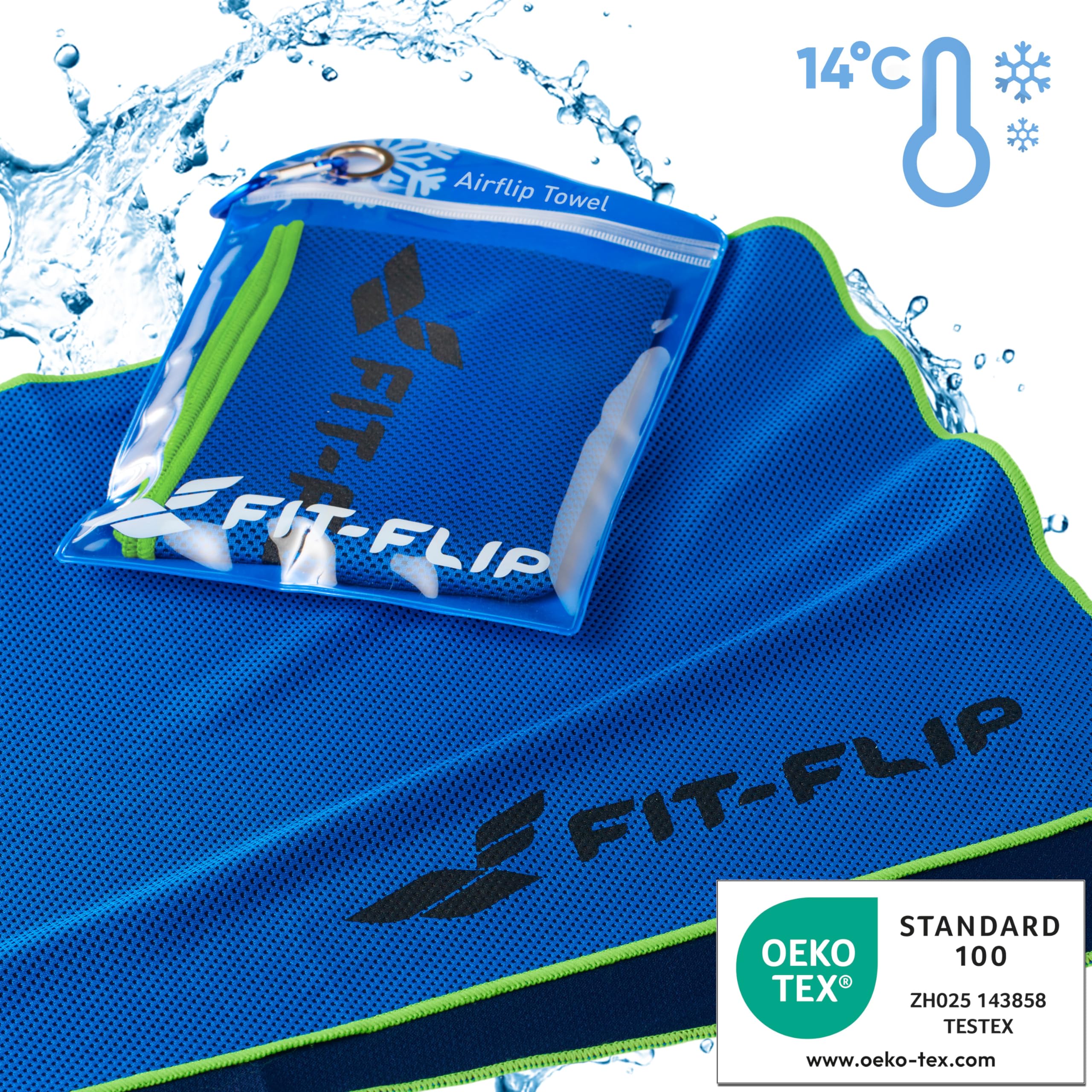 Fit-Flip Kühltuch 3er Set – kühlendes Handtuch Fitness und Sport – mikrofaser kühlhandtuch – Airflip kühltücher – cool Ice Towel
